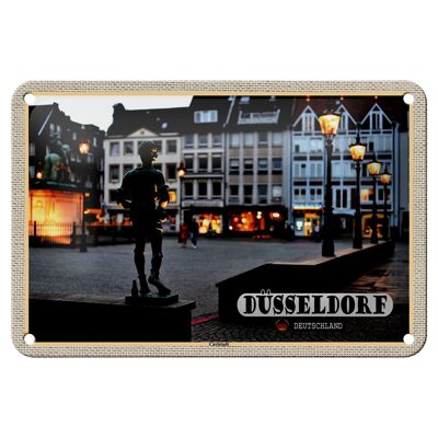 Cartel de chapa Ciudades Düsseldorf Carlstadt Escultura 18x12cm Decoración