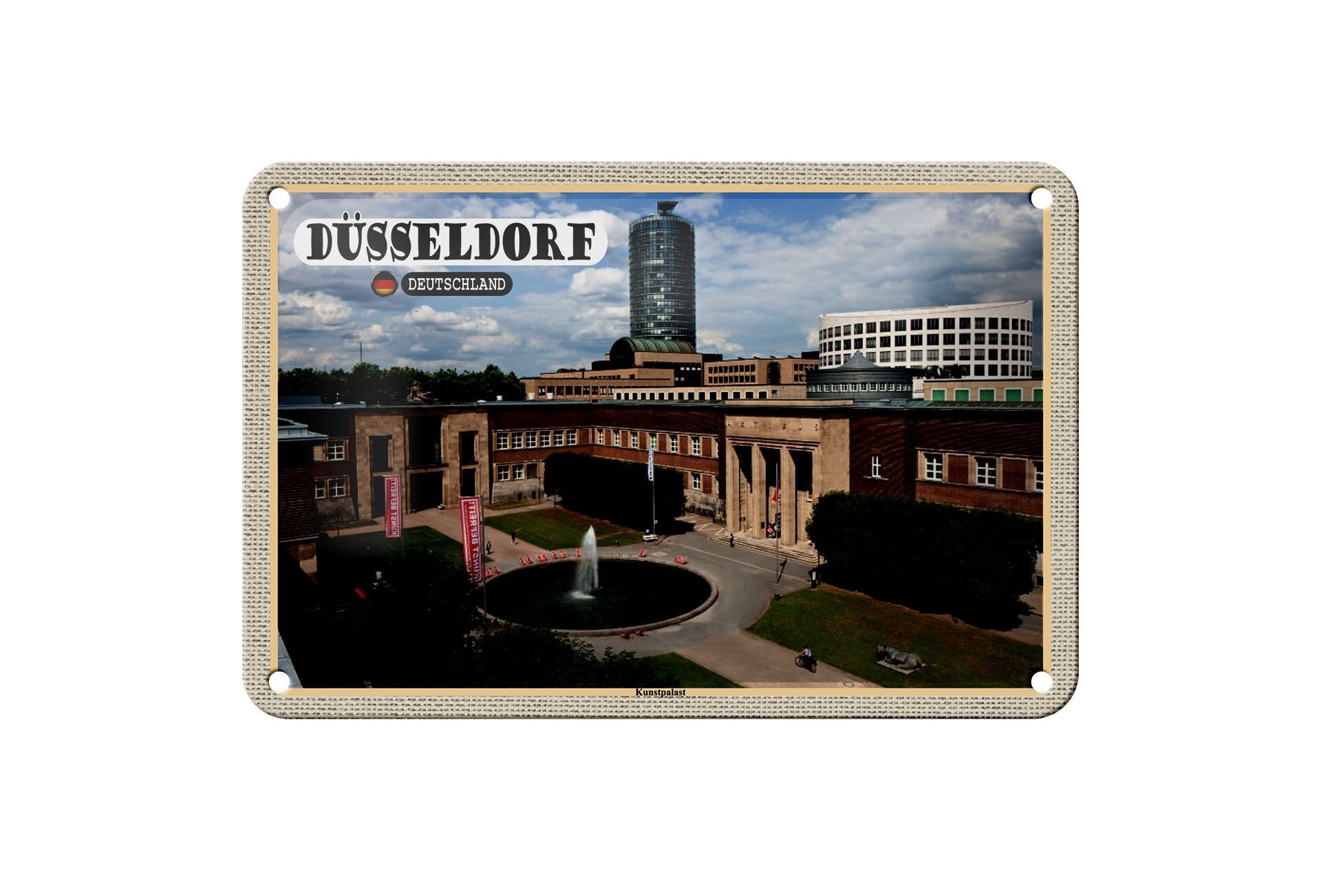 Targa in metallo Città Düsseldorf Königsallee Centro storico 18x12 cm Decorazione