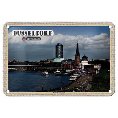 Cartel de chapa ciudades Düsseldorf paseo del Rin 18x12cm decoración