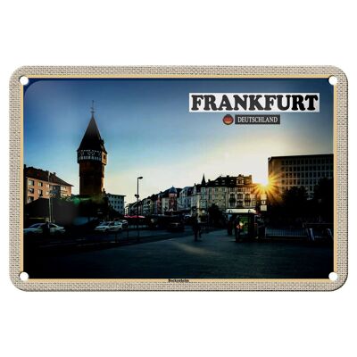 Cartel de chapa con decoración de ciudades, casco antiguo de Frankfurt Bockenheim, 18x12cm