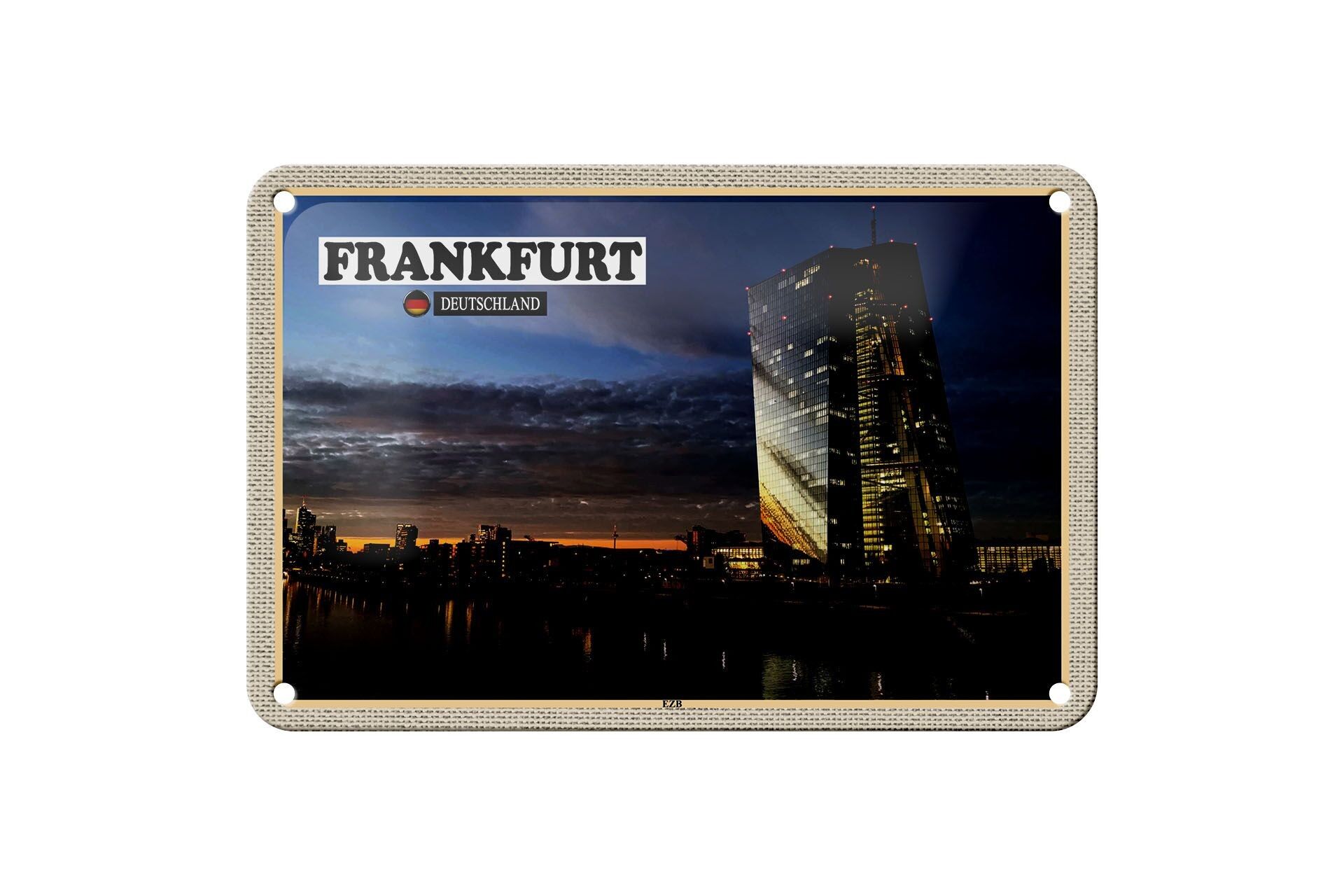 Targa in metallo città Francoforte Germania BCE nuova costruzione 18x12 cm