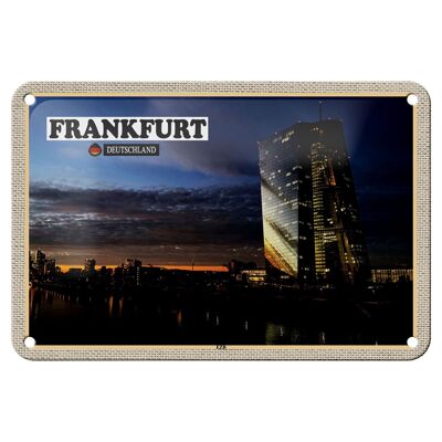 Cartel de chapa de ciudades de Frankfurt, Alemania, BCE, nuevo edificio, cartel de 18x12cm