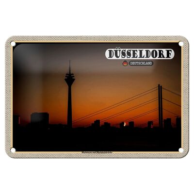 Cartel de chapa ciudades Düsseldorf Torre del Rin puente de rodilla del Rin cartel de 18x12cm