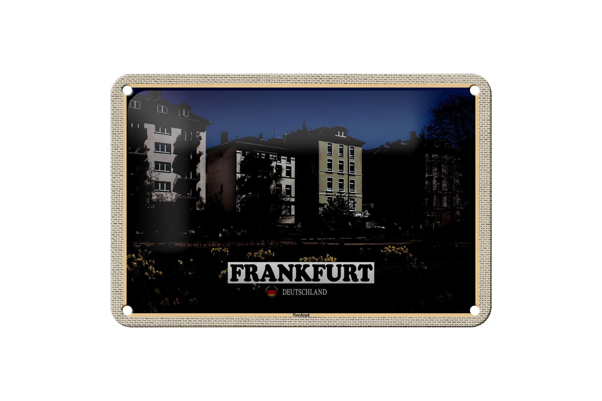 Targa in metallo Città Francoforte Nordend Park Building 18x12 cm Decorazione