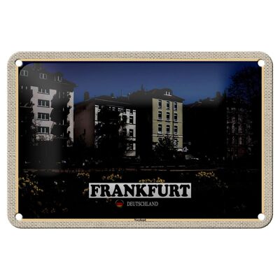 Cartel de chapa con decoración de ciudades, edificio del parque Nordend de Frankfurt, 18x12cm