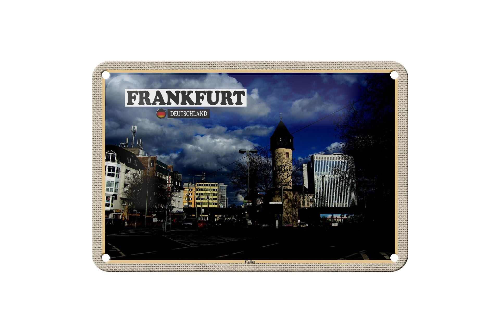 Targa in metallo Cities Frankfurt Gallus Old Town 18x12 cm Targa regalo