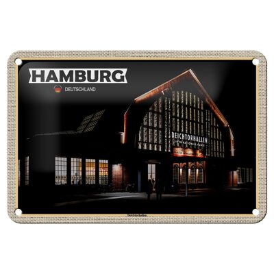 Cartel de chapa ciudades Hamburgo Deichtorhallen arte 18x12cm decoración