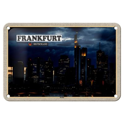 Blechschild Städte Frankfurt Skyline Wolkenkratzer 18x12cm Dekoration