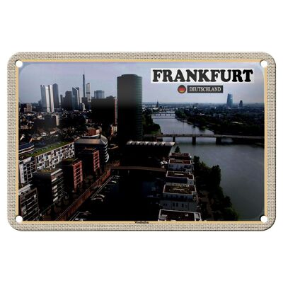 Targa in metallo città Francoforte Germania Westhafen 18x12 cm decorazione
