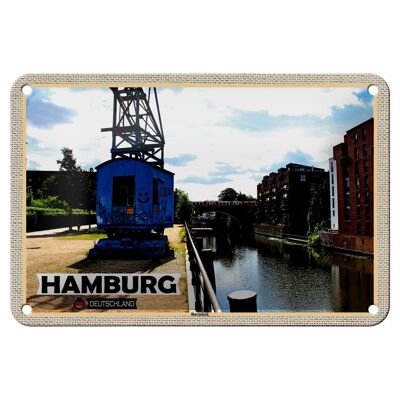 Cartel de chapa Ciudades Hamburgo Río Barmbeck 18x12cm Cartel de regalo