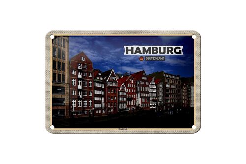 Blechschild Städte Hamburg Deichstraße Fluss 18x12cm Geschenke Schild