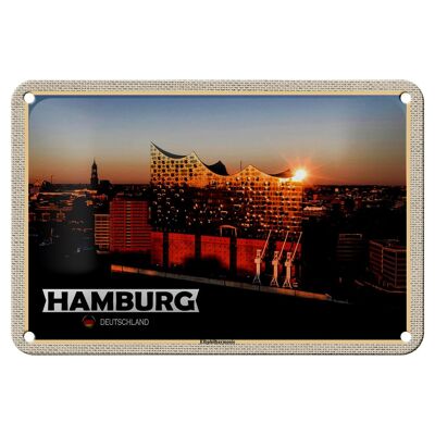 Cartel de chapa ciudades Hamburgo Elbphilharmonie arquitectura 18x12cm signo