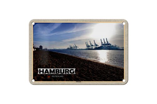 Blechschild Städte Hamburg Elbstrand Hafen Fluss 18x12cm Dekoration