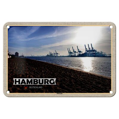 Blechschild Städte Hamburg Elbstrand Hafen Fluss 18x12cm Dekoration