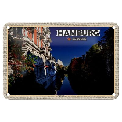 Blechschild Städte Hamburg Eppendorf Ausblick Fluss 18x12cm Schild