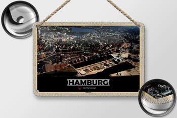 Panneau en étain villes hambourg Hafencity View, 18x12cm, signe cadeau 2
