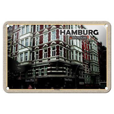 Panneau en étain villes Hambourg St. Décoration vieille ville Georg 18x12cm