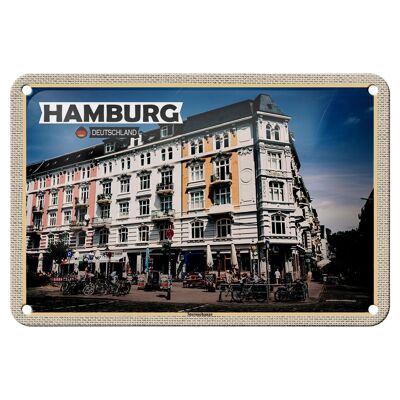 Cartel de chapa con decoración de ciudades, casco antiguo de Hamburgo Sternschanze, 18x12cm