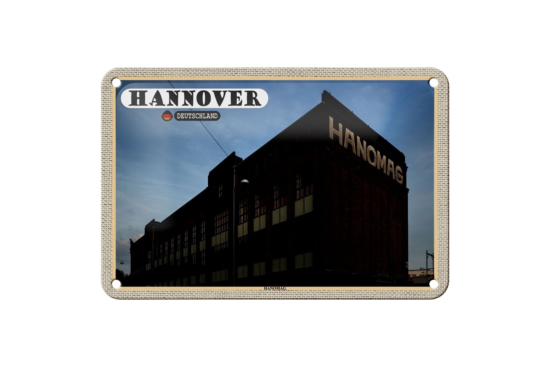 Targa in metallo città Hannover Hanomag ingegneria meccanica 18x12 cm decorazione