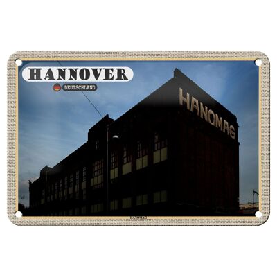 Cartel de chapa ciudades Hannover Hanomag ingeniería mecánica 18x12cm decoración