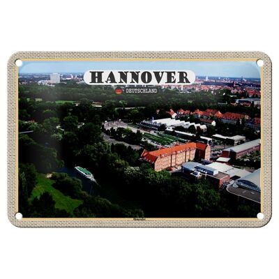 Cartel de chapa ciudades Hannover vista de Ihmeufer 18x12cm decoración
