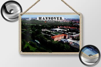Plaque en étain villes Hanovre vue d'Ihmeufer 18x12cm décoration 2