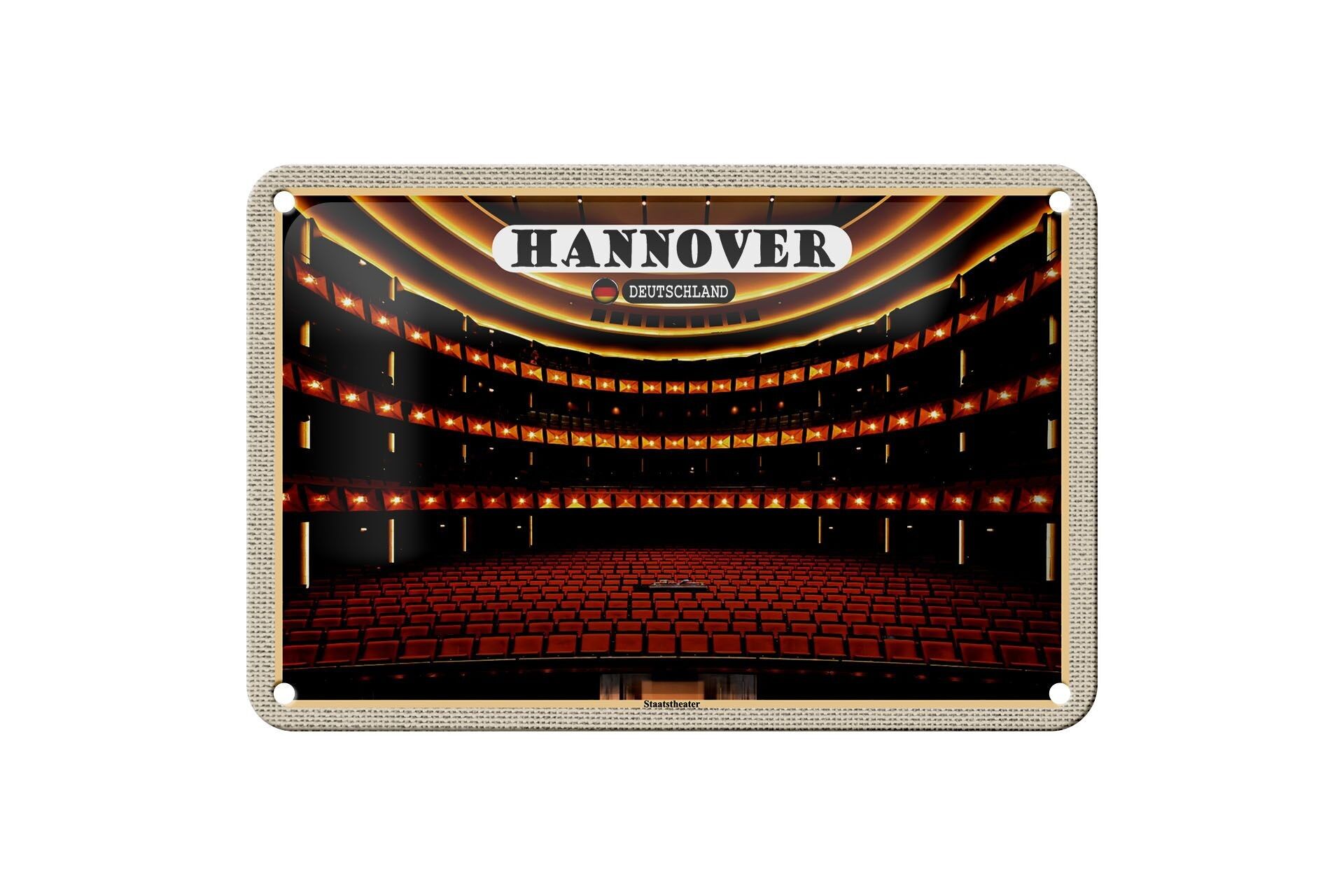 Targa in metallo Cities Hannover State Theatre 18x12 cm Decorazione regalo