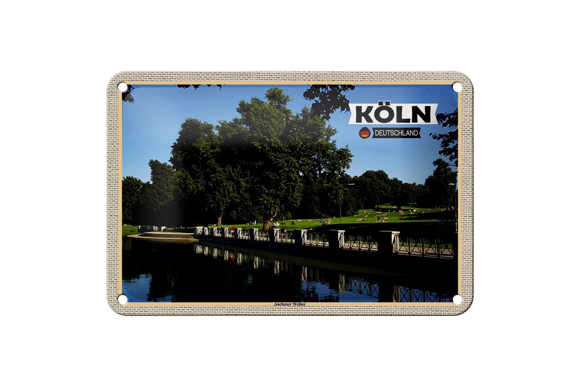 Targa in metallo Città Colonia Aachener Weiher Park 18x12 cm Targa regalo