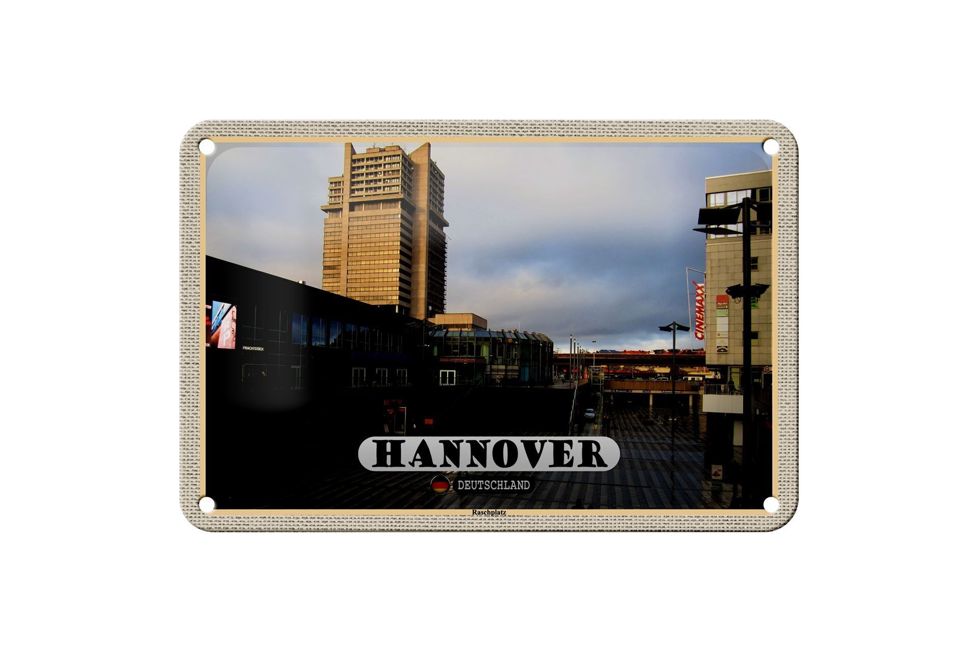 Targa in metallo Cities Hannover Raschplatz City 18x12 cm Targa regalo
