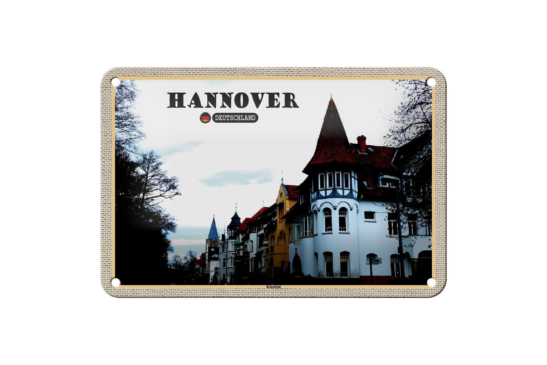 Targa in metallo città Hannover Kleefeld architettura 18x12 cm decorazione