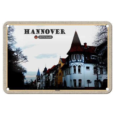 Cartel de chapa ciudades Hannover Kleefeld arquitectura 18x12cm decoración