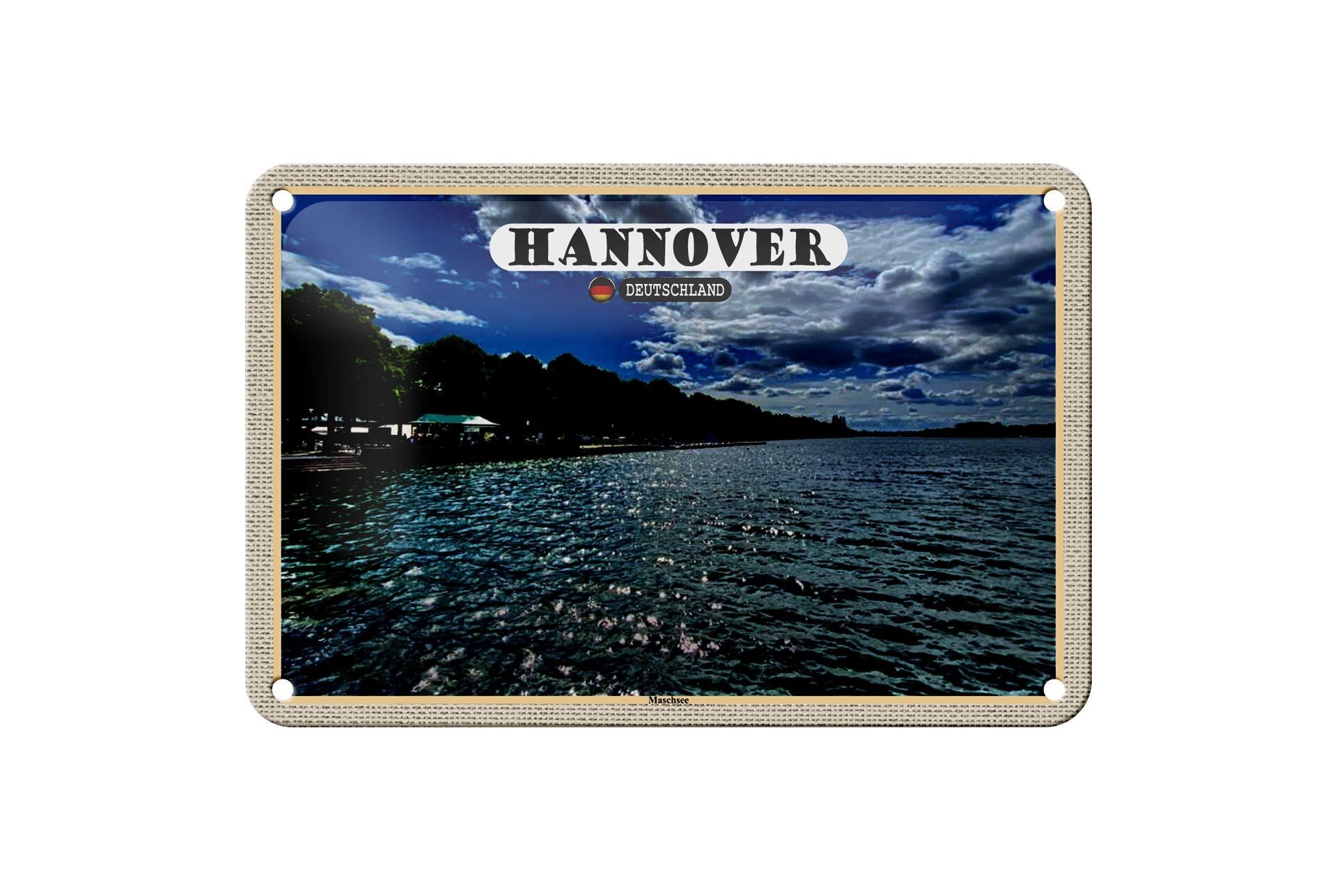Targa in metallo Cities Hannover Maschsee Nature 18x12 cm Targa regalo