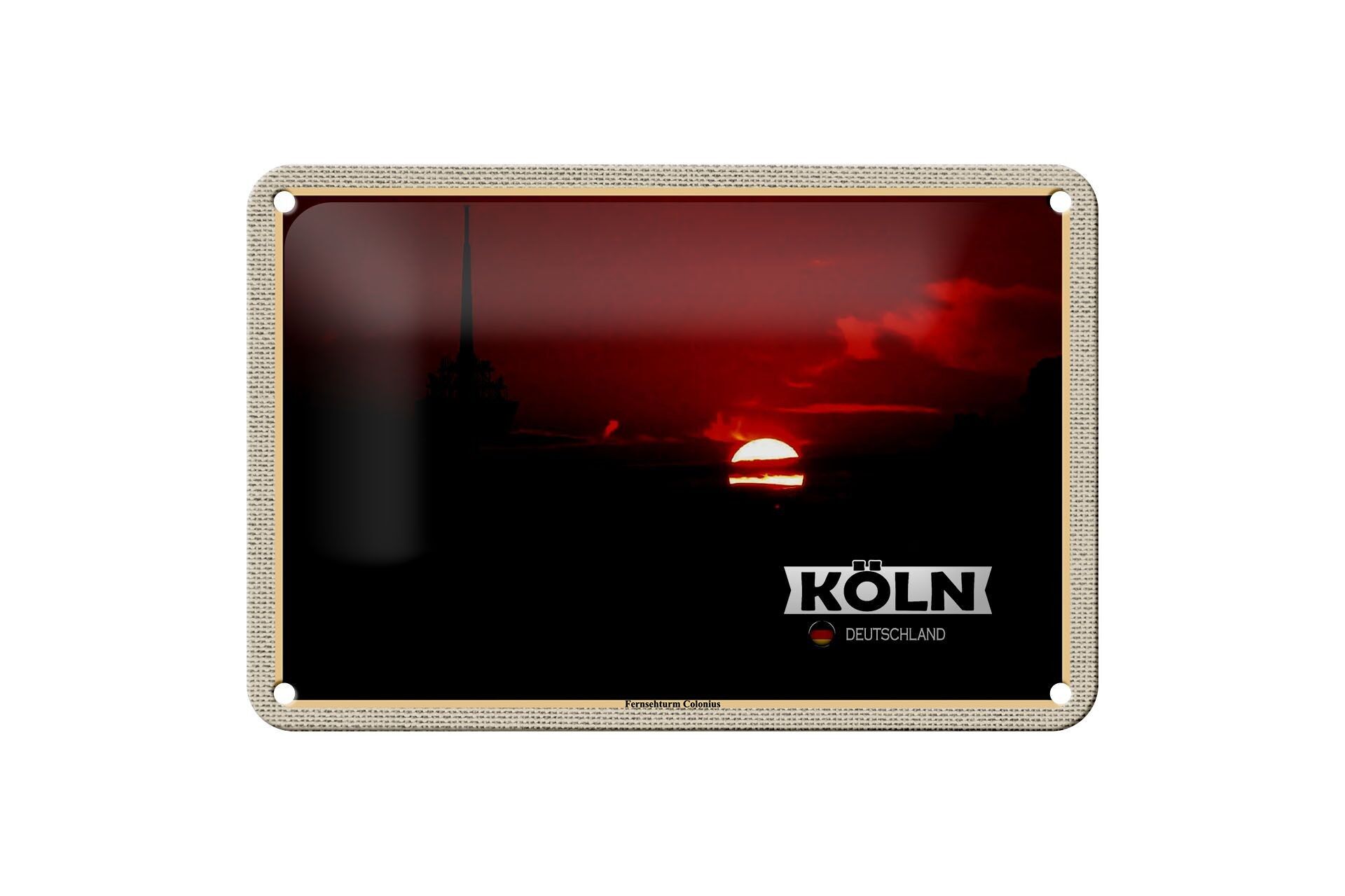 Targa in metallo Città Colonia Torre televisiva Colonius 18x12 cm Targa regalo