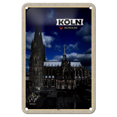 Targa in metallo città Cattedrale di Colonia vista piazza Duomo 12x18 cm decorazione