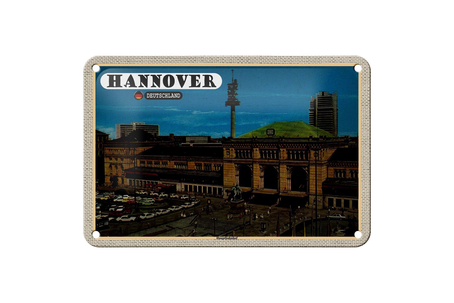 Targa in metallo Città Hannover Stazione Centrale Quadro 18x12 cm Decorazione