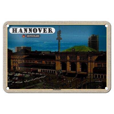 Blechschild Städte Hannover Hauptbahnhof Gemälde 18x12cm Dekoration