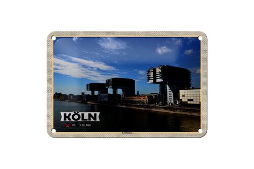 Blechschild Städte Köln Kranhäuser Rhein Fluss 18x12cm Geschenk Schild