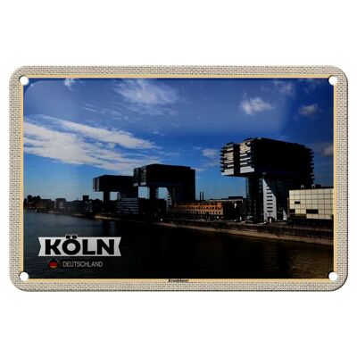 Blechschild Städte Köln Kranhäuser Rhein Fluss 18x12cm Geschenk Schild