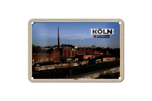 Blechschild Städte Köln Mülheim Industrie Fluss 18x12cm Dekoration