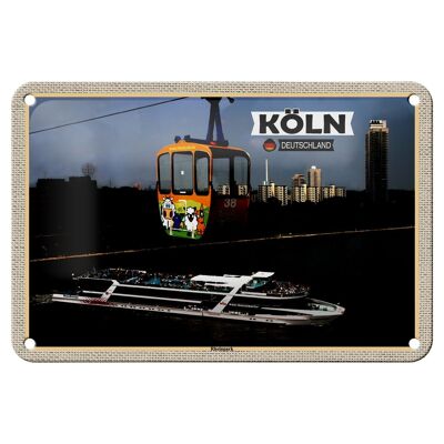 Panneau en étain villes Cologne Rheinpark téléphérique bateau 18x12cm décoration