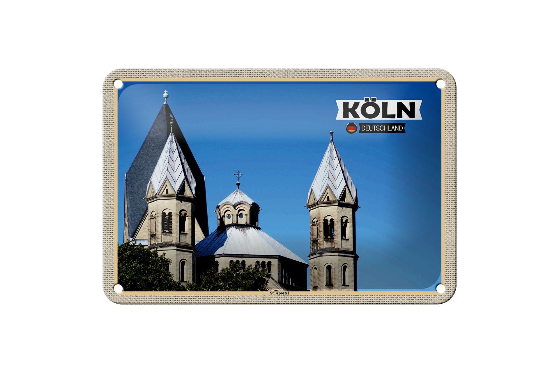 Targa in metallo città Colonia St. Architettura dell'apostolo 18x12cm decoro