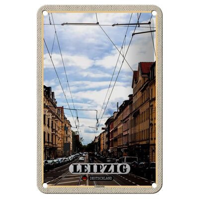 Cartel de chapa ciudades Leipzig Connewitz vías de ferrocarril 12x18cm decoración