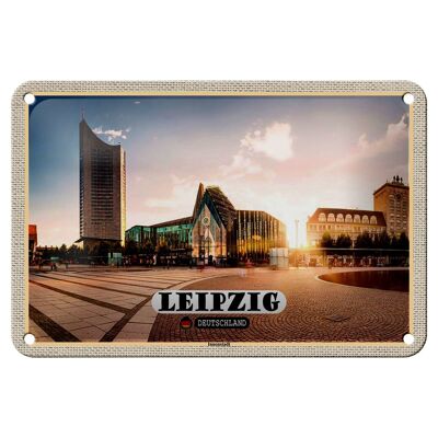 Blechschild Städte Leipzig Innenstadt Teich Gebäude 18x12cm Schild