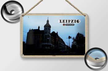 Signe en étain villes Leipzig Leutzsch bâtiment rue 18x12cm décoration 2