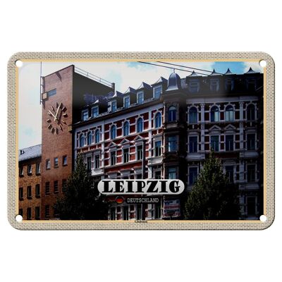 Cartel de chapa ciudades Leipzig Lindenau arquitectura 18x12cm decoración