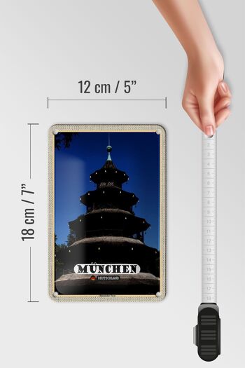 Panneau en étain pour villes, Munich, Architecture de la tour chinoise, 12x18cm 5