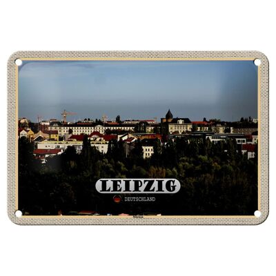 Cartel de chapa ciudades Leipzig vista barrio de los músicos 18x12cm decoración