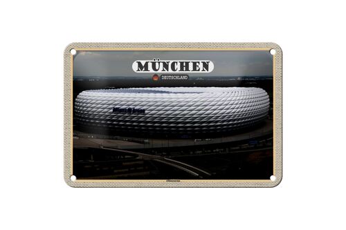 Blechschild Städte München Blick auf Allianzarena 18x12cm Dekoration