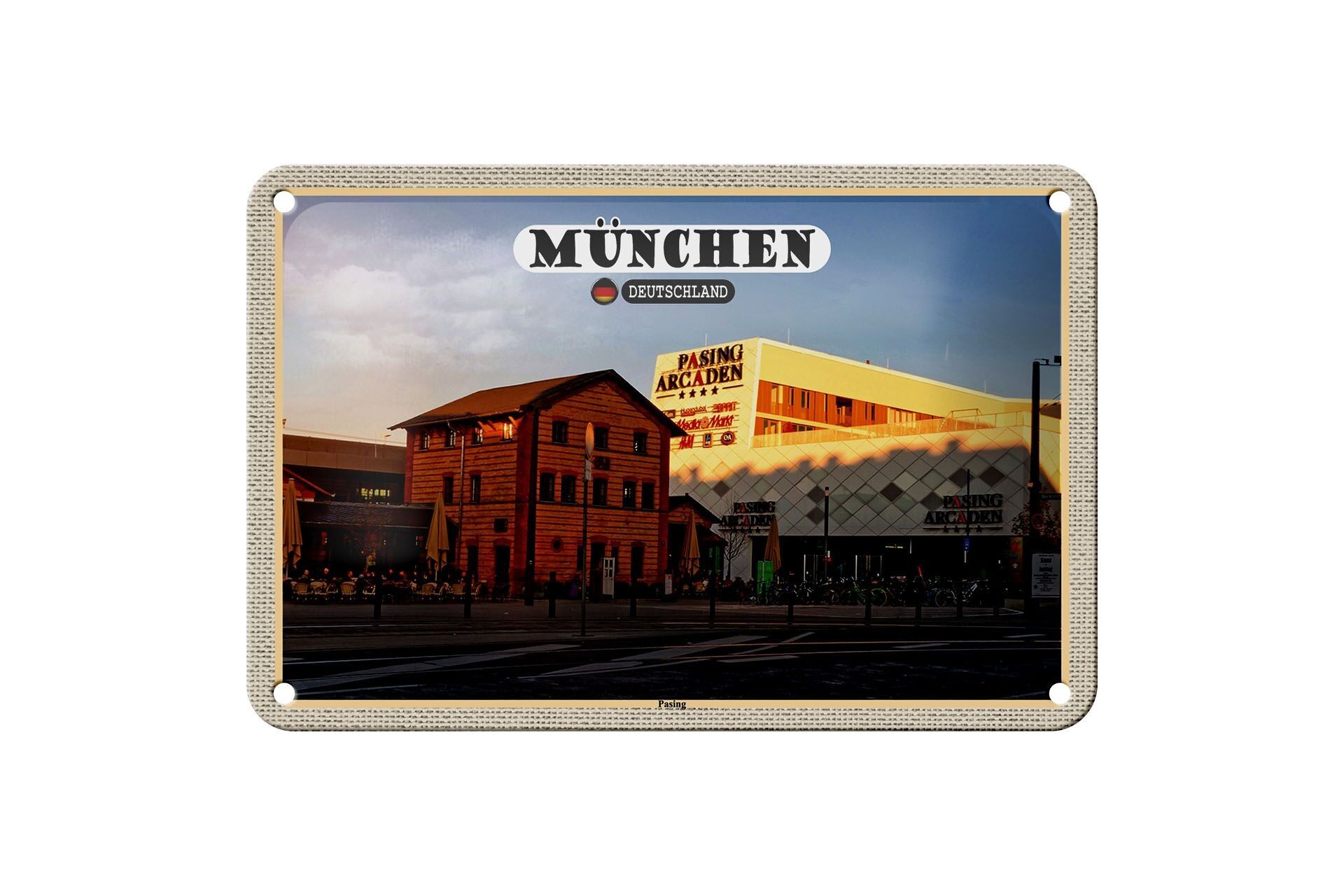 Targa in metallo Città Monaco Pasing City Center 18x12 cm Decorazione