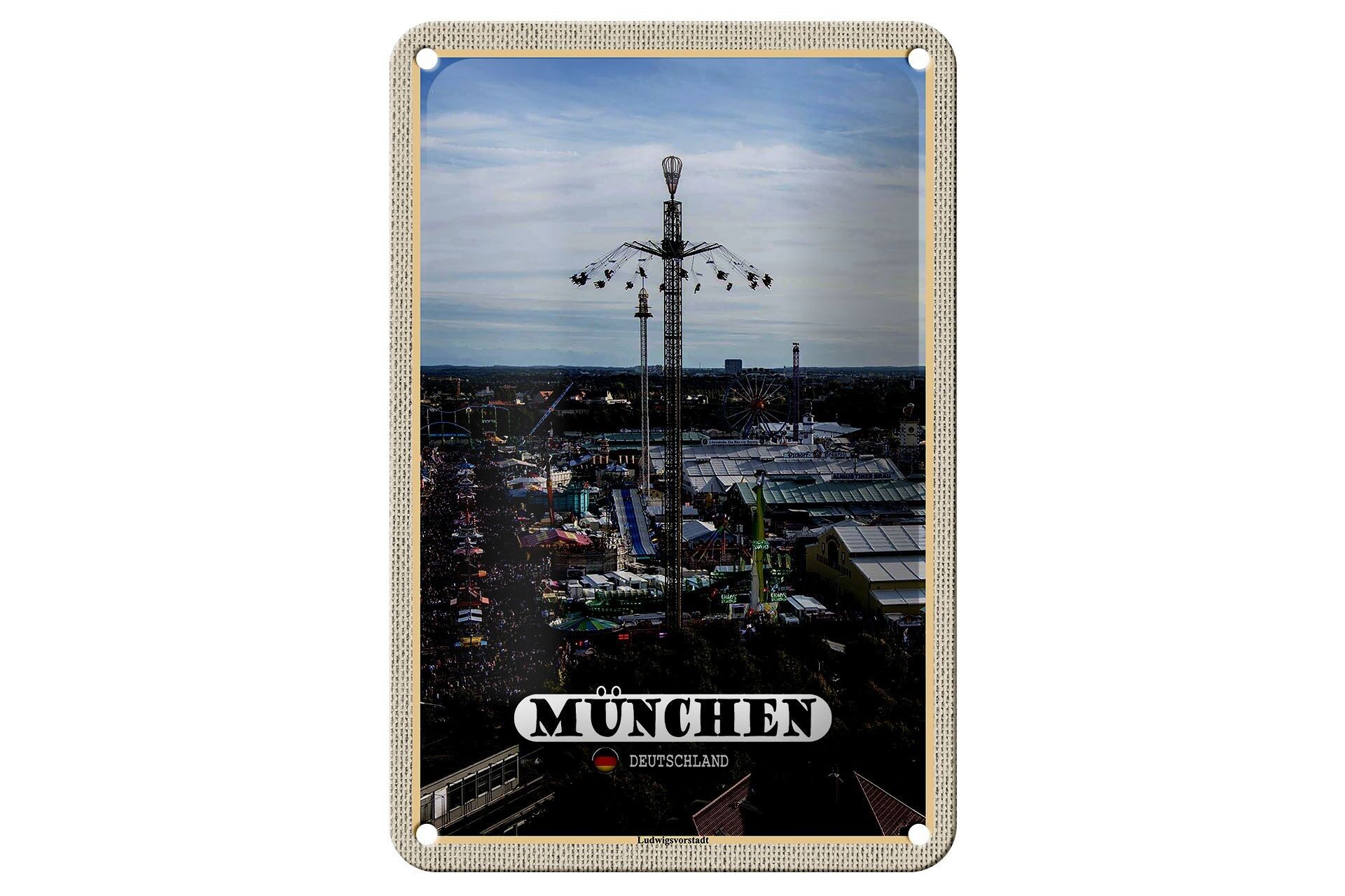 Cartel de chapa ciudades Munich feria Ludwigvorstadt 12x18cm decoración